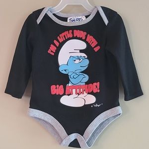 Smurf black long sleeved onesie/bodysuit